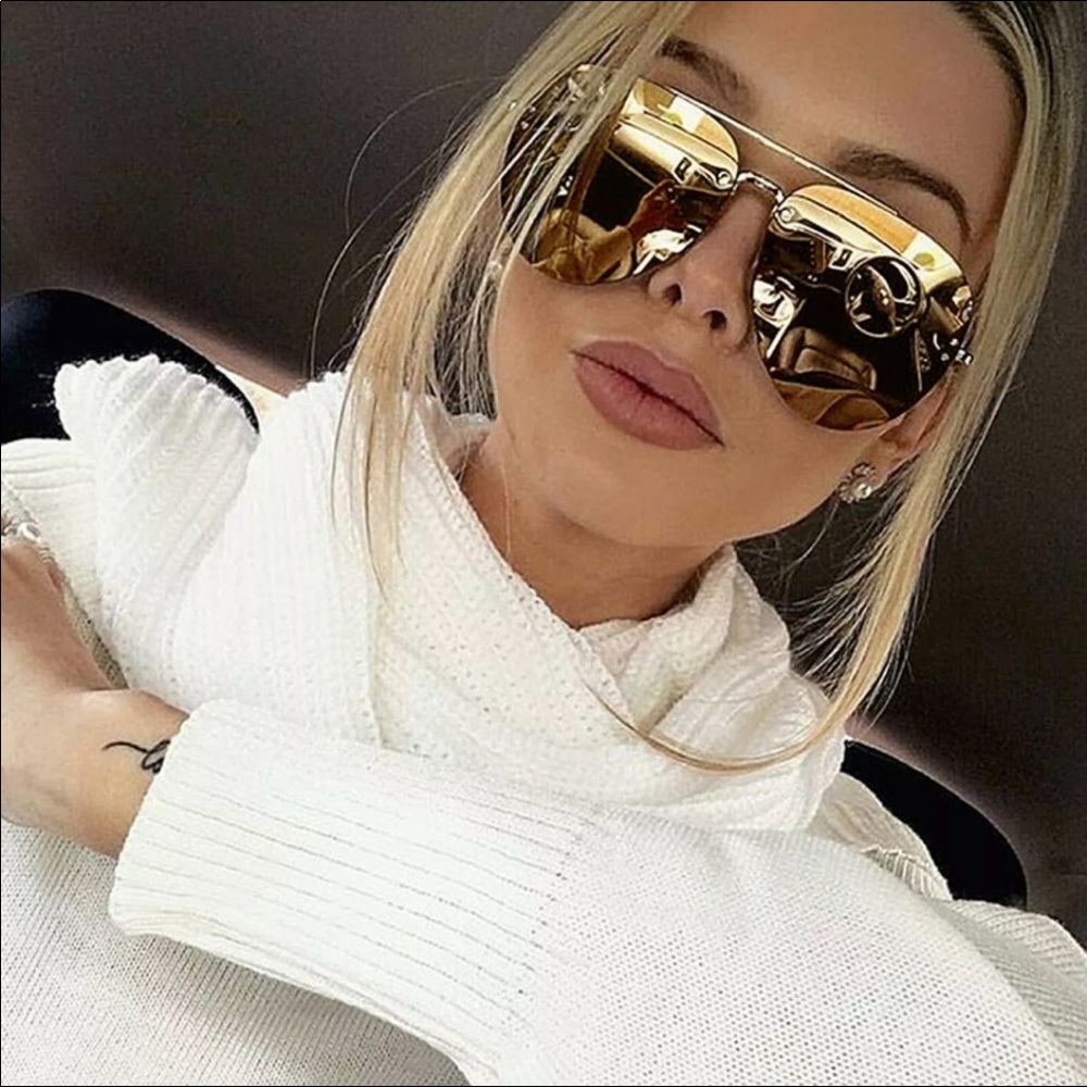 NEW Champagne Gold Mirrored Aviator Sunglasses